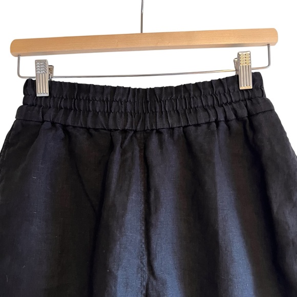 COS linen elastic high waist relaxed fit black shorts Sz XS excellent condition - Picture 3 of 12